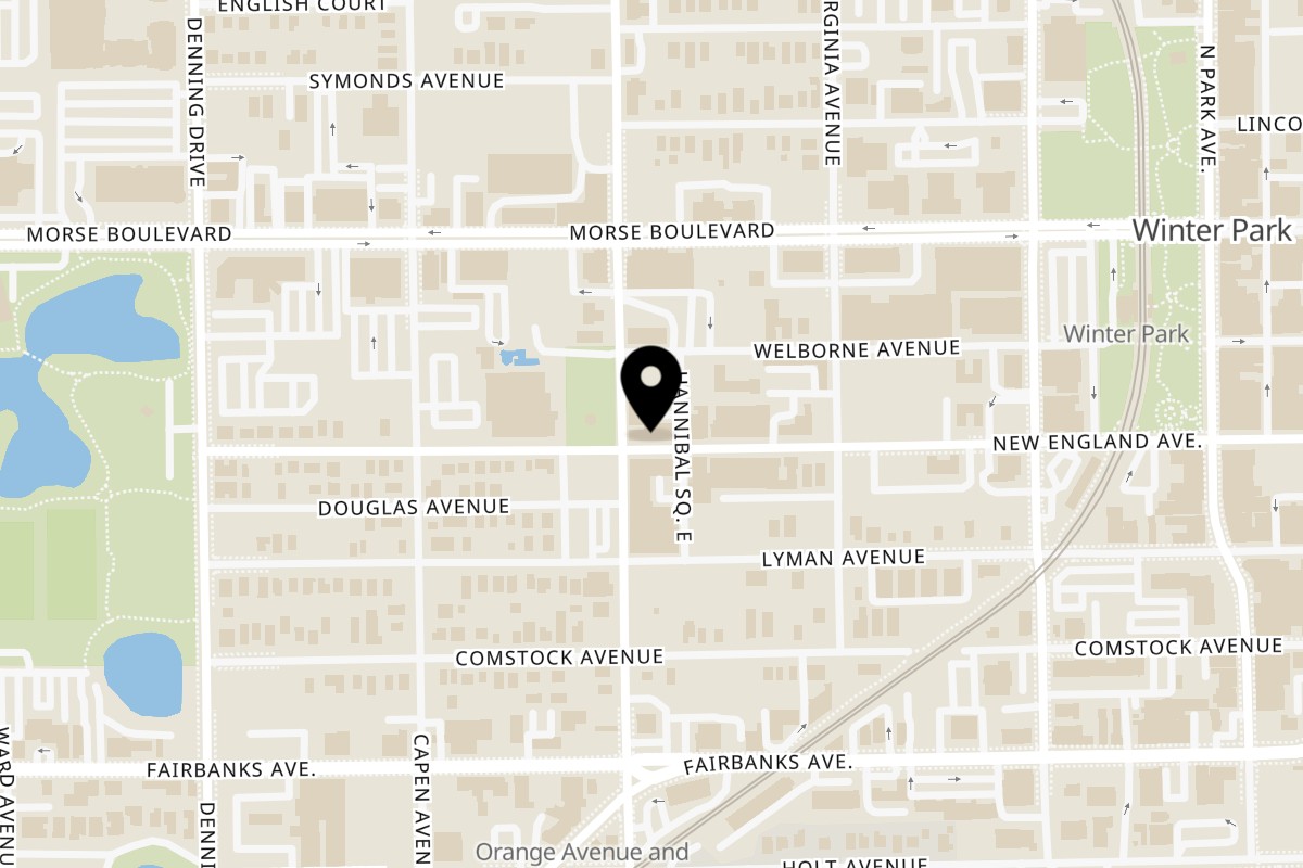 Map showing the location of Mynt Fine Indian Cuisine on 535 W New England Ave #200 in Winter Park